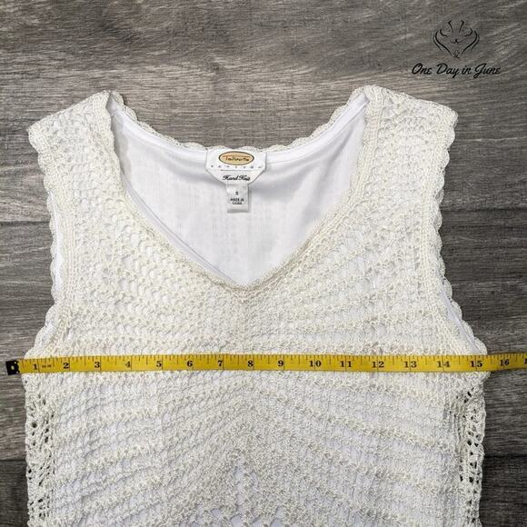 Talbots Petite Hand Knot Crochet Layered Top Size S - Picture 3 of 5